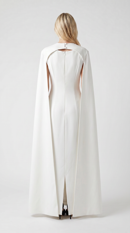 Ama - Minimalist Spliced Shawl Gown White