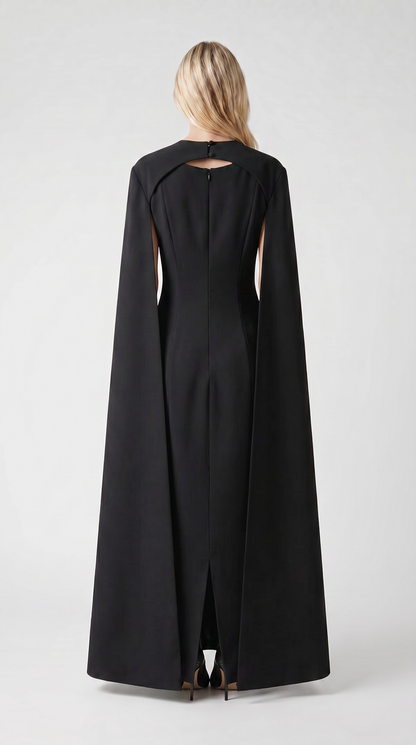 Ama - Minimalist Spliced Shawl Gown Black
