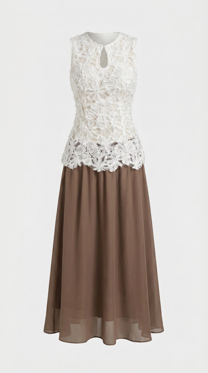 Asti - 3D Floral Appliqué Top & Midi Skirt