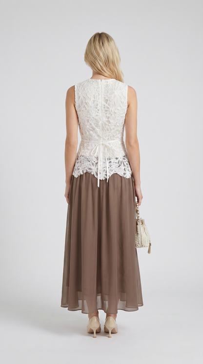 Asti - 3D Floral Appliqué Top & Midi Skirt