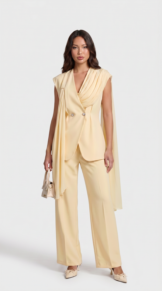 Rola - Draped Asymmetric Blazer & Wide-Leg Trousers Set