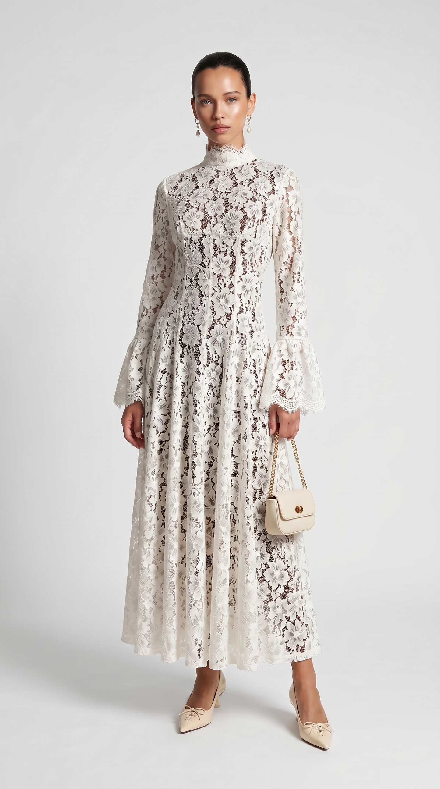 Alef - High-Neck Victorian Lace Maxi Dress