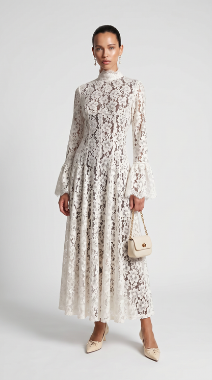 Alef - High-Neck Victorian Lace Maxi Dress
