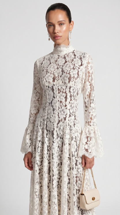 Alef - High-Neck Victorian Lace Maxi Dress