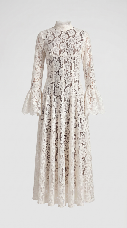 Alef - High-Neck Victorian Lace Maxi Dress
