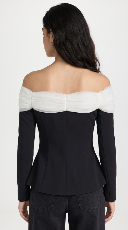 Arana - Sexy Slash Neck Crop Top Black