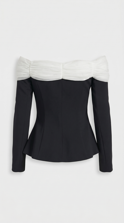 Arana - Sexy Slash Neck Crop Top Black