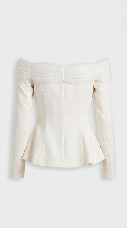 Arana - Sexy Slash Neck Crop Top Apricot