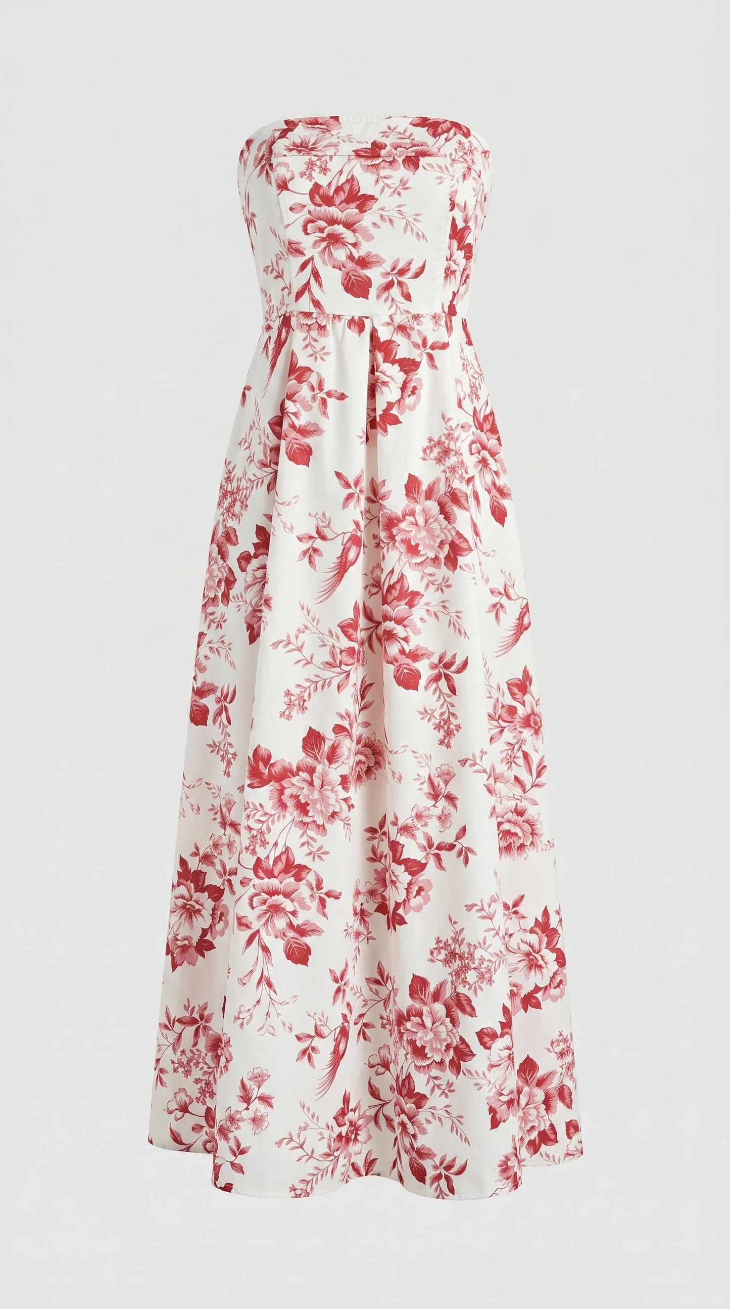 Marta - Strapless Toile de Jouy Midi Dress