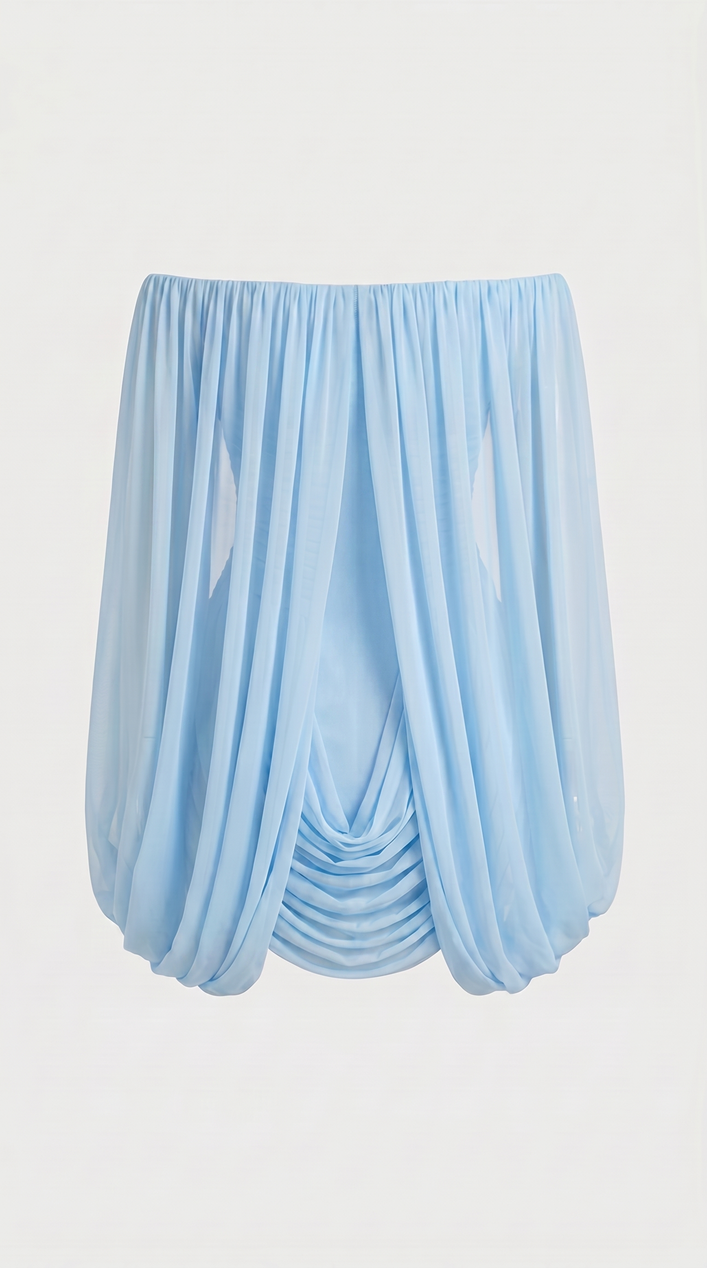 Nala - Off-the-Shoulder Draped Cape Mini Dress Blue