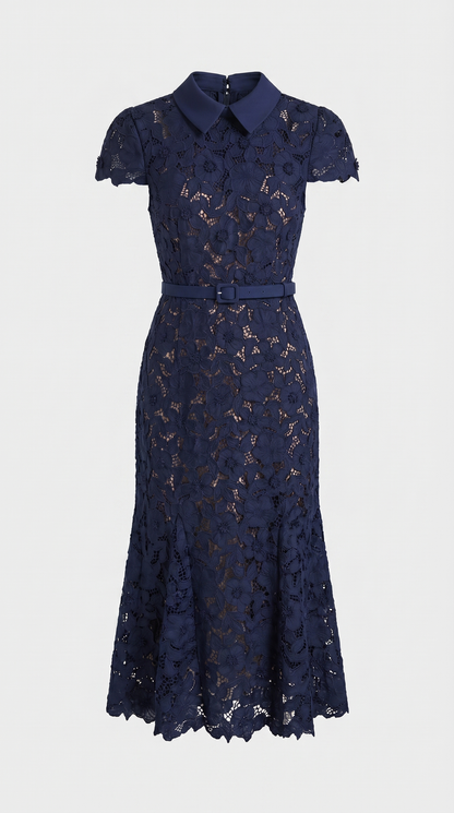 Dune - Belted Floral Lace Midi Dress