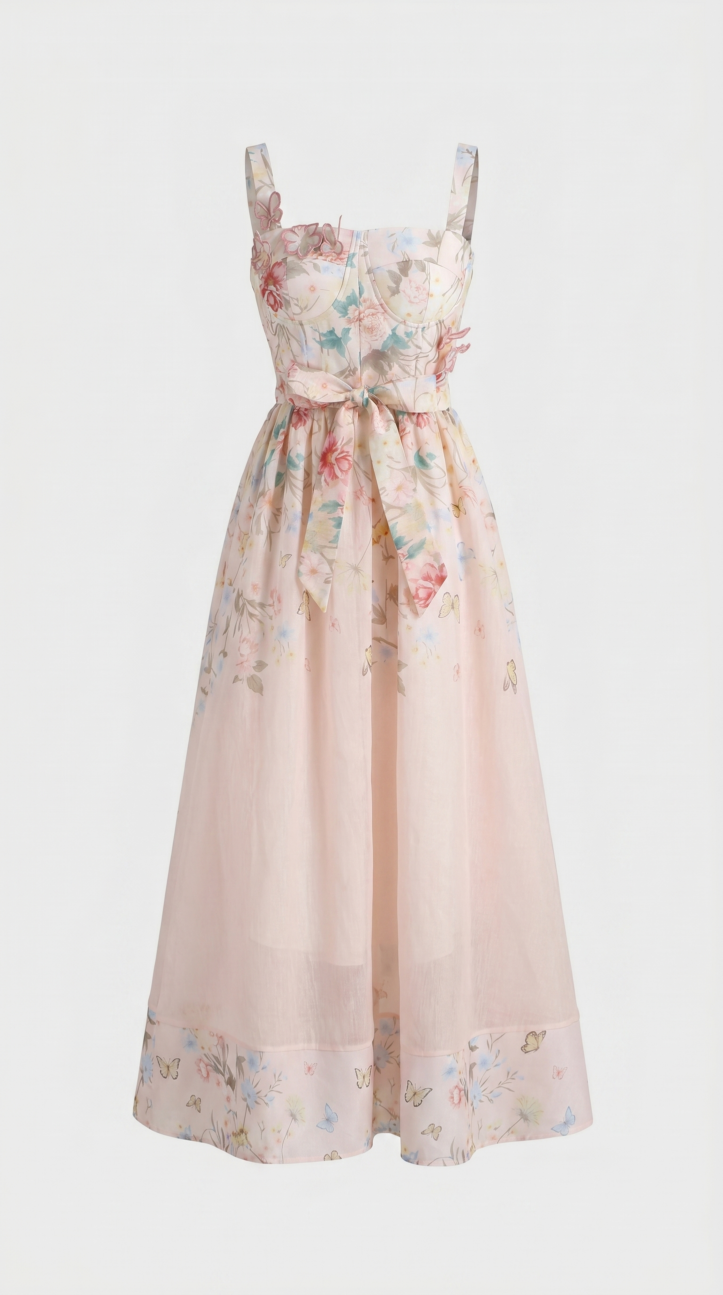 Naut - Floral Organza Bustier Midi Dress