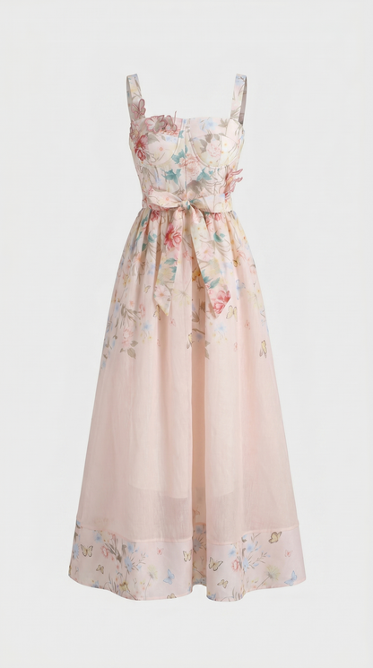 Naut - Floral Organza Bustier Midi Dress