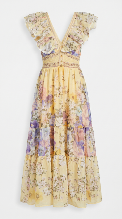 Natalia - Ruffled Tiered Floral Midi Dress