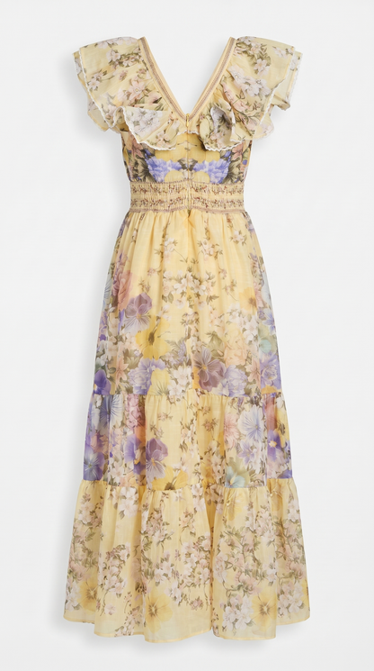 Natalia - Ruffled Tiered Floral Midi Dress