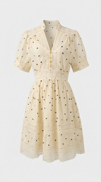 Lino - Lace-Trimmed Heart Mini Dress