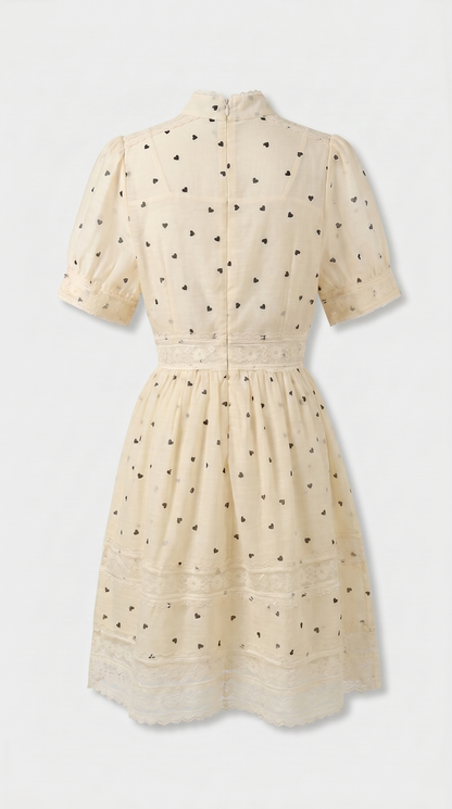 Lino - Lace-Trimmed Heart Mini Dress