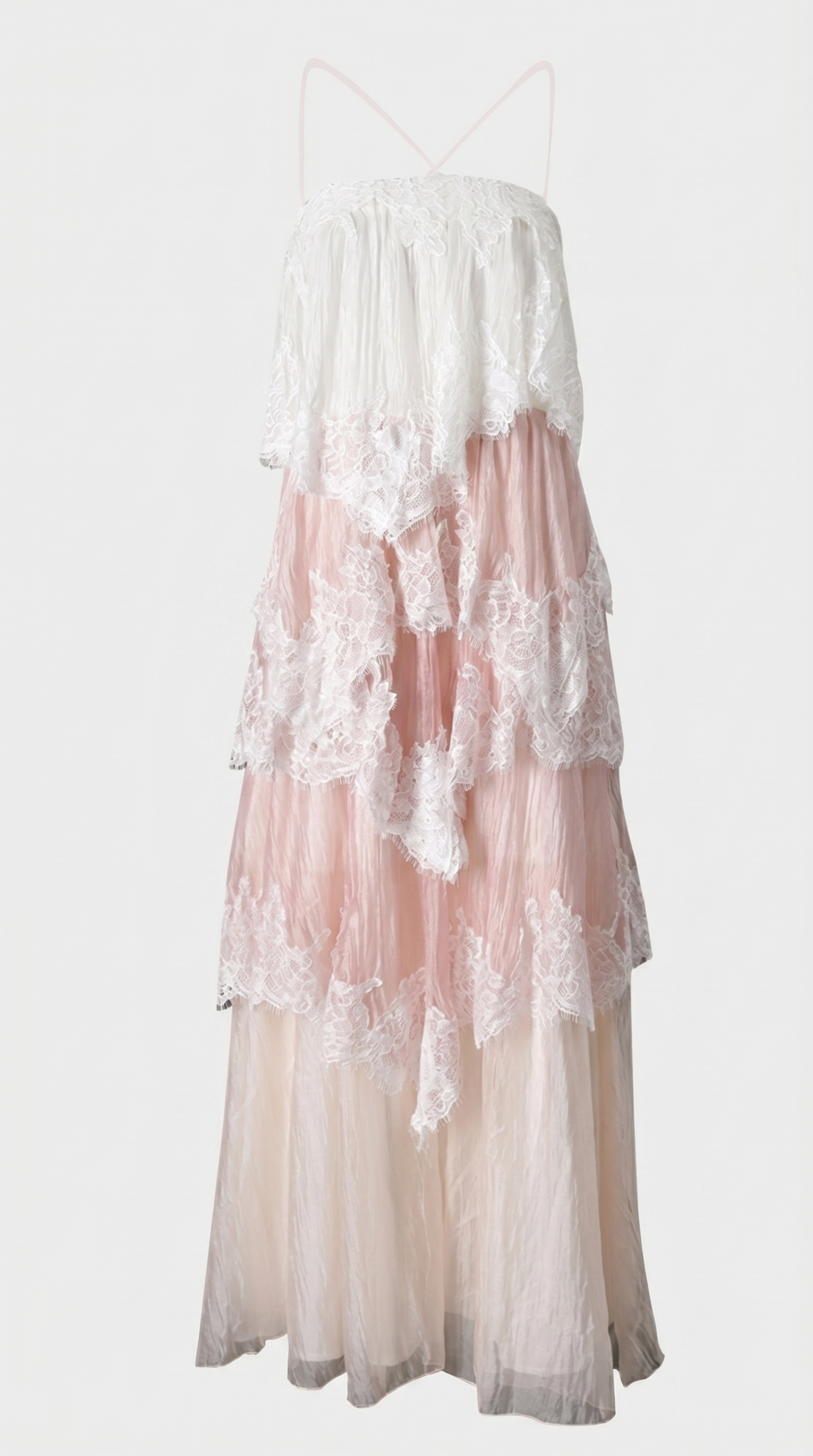 Luxa - Tiered Lace and Organza Maxi Gown