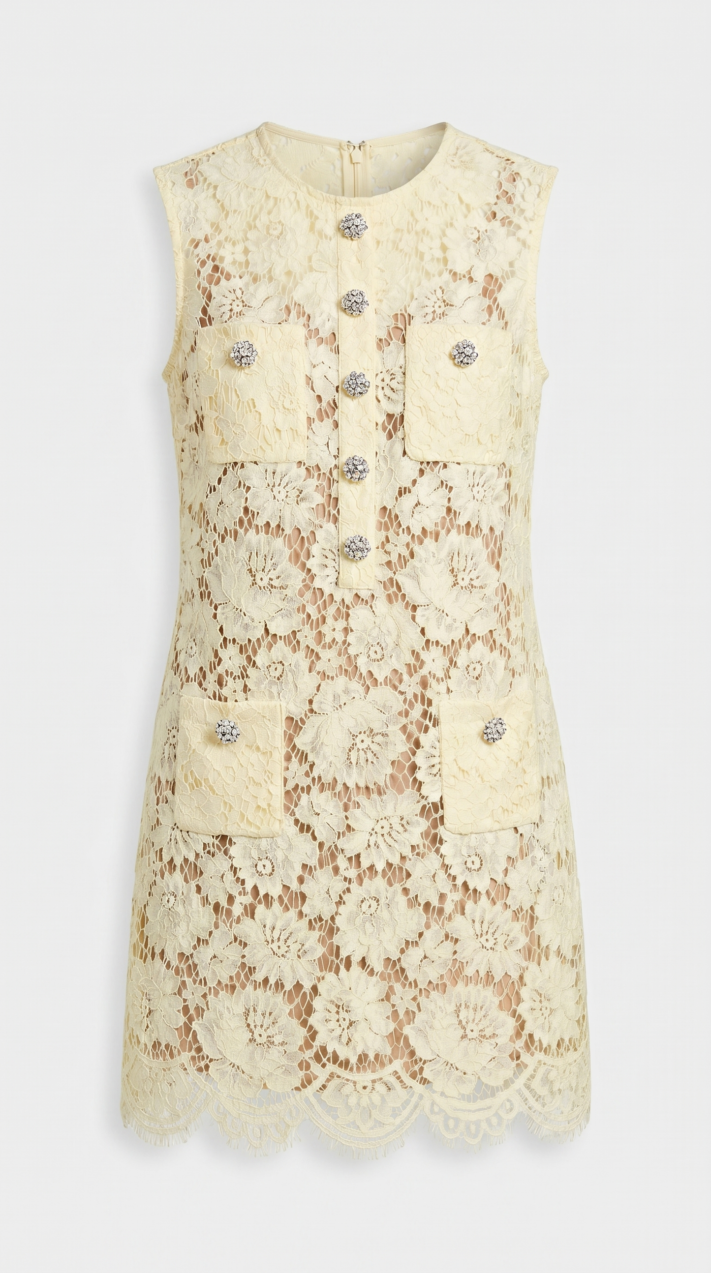 Tide - Sleeveless Floral Lace Shift Mini Dress