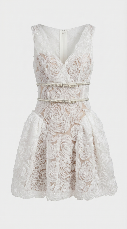 Brio - Structural Rosette Tiered Mini Dress