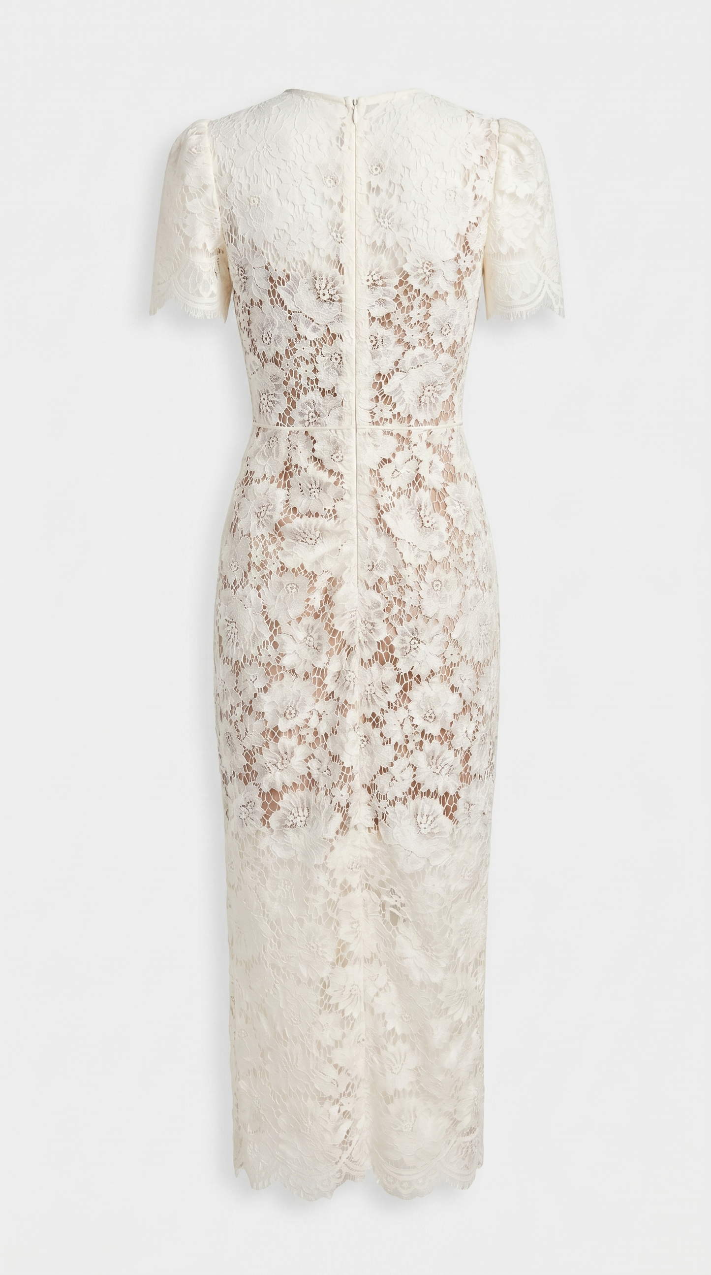 Gaya - Crystal Bow Floral Lace Midi Dress