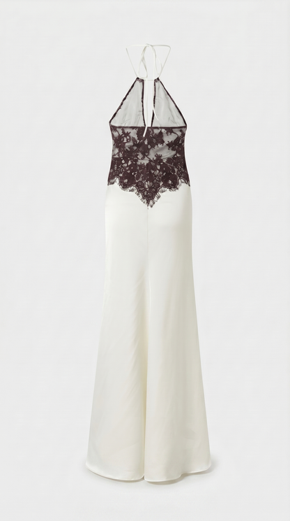 Suno - Halter Lace and Satin Slip Gown