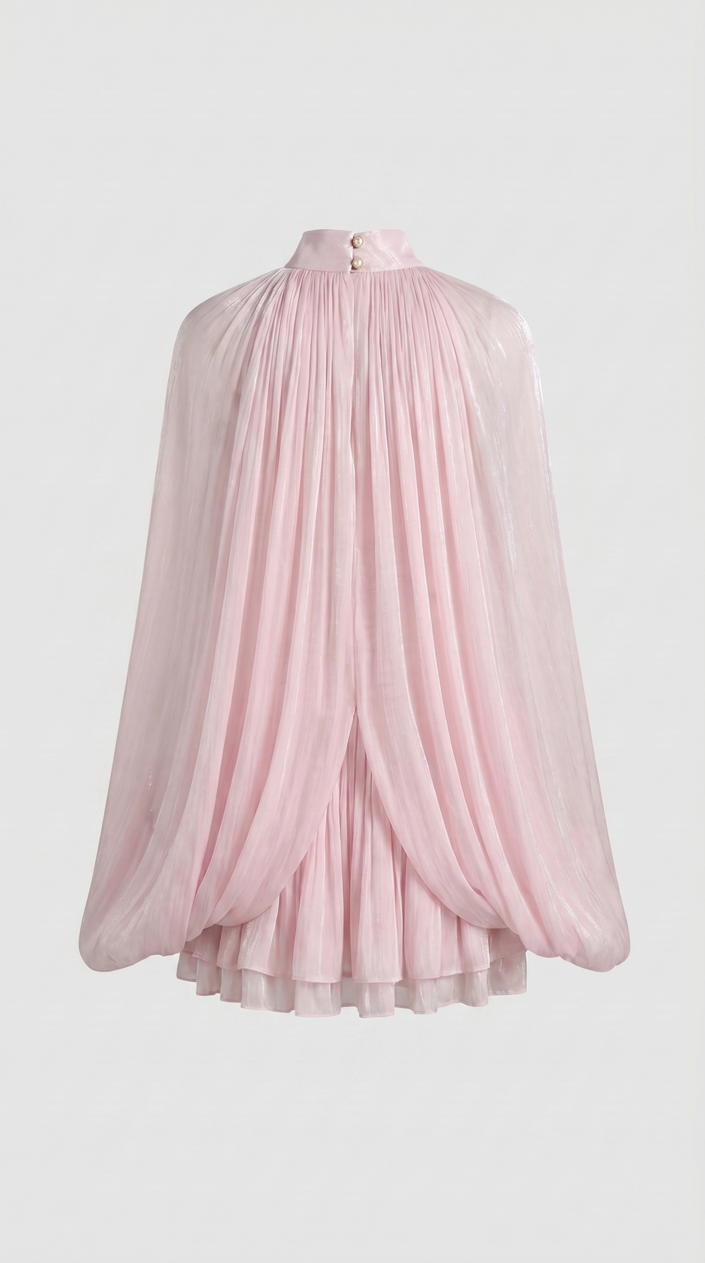 Lido - Pleated Cape-Overlay Silk Mini Dress