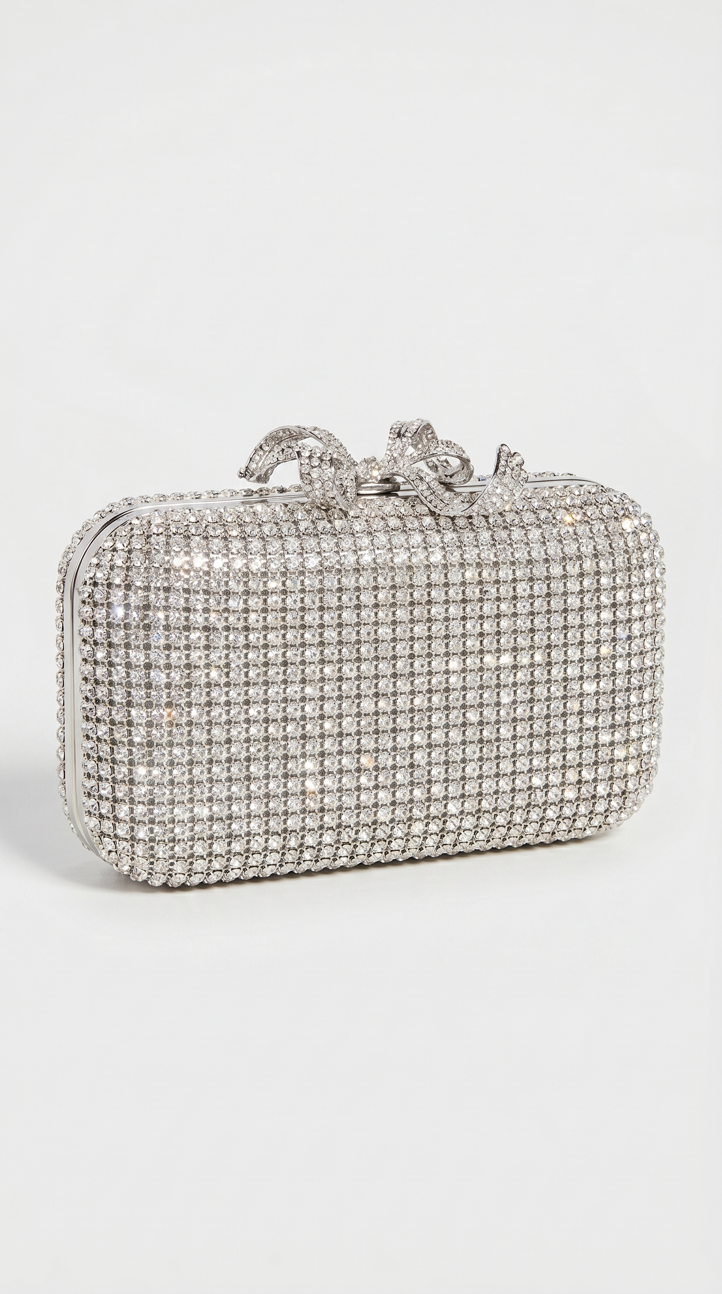 Thal - Crystal-Encrusted Bow Minaudière Clutch Sliver