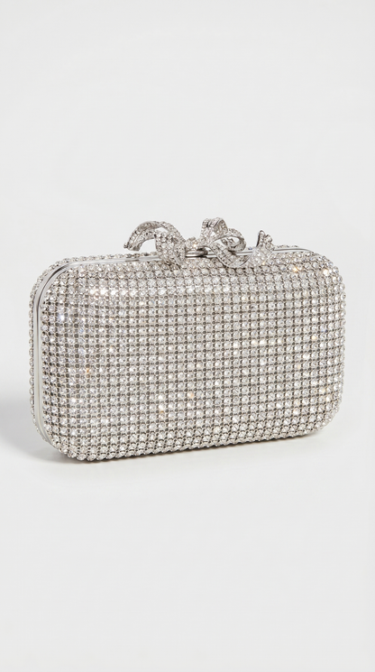Thal - Crystal-Encrusted Bow Minaudière Clutch Sliver