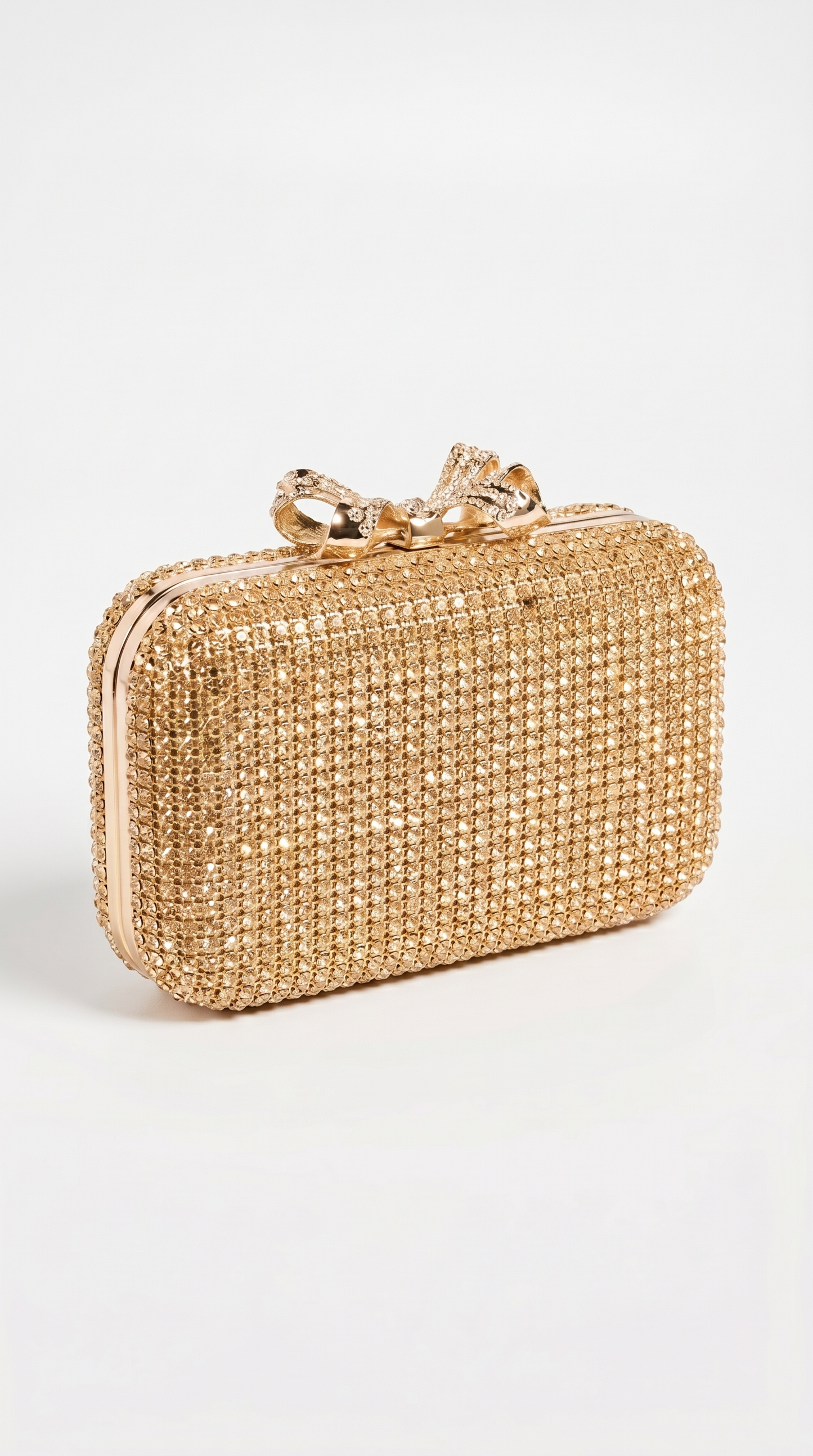 Thal - Crystal-Encrusted Bow Minaudière Clutch Gold