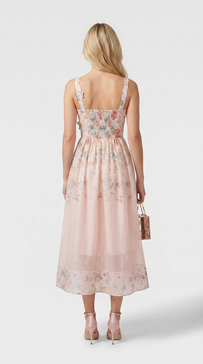 Naut - Floral Organza Bustier Midi Dress