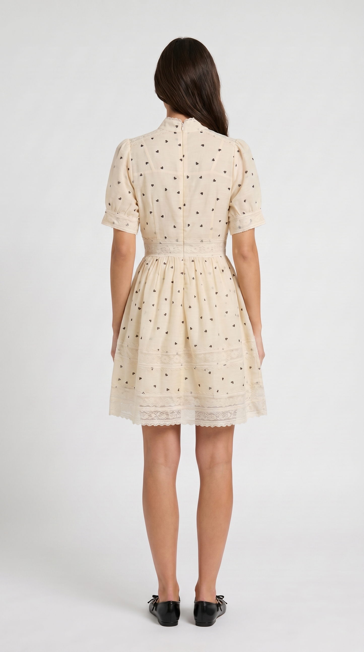 Lino - Lace-Trimmed Heart Mini Dress