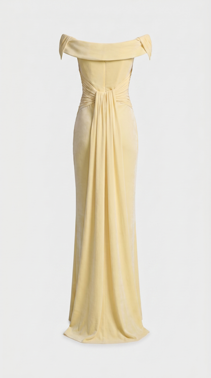 Roca - Off-the-Shoulder Draped Velvet Maxi Gown