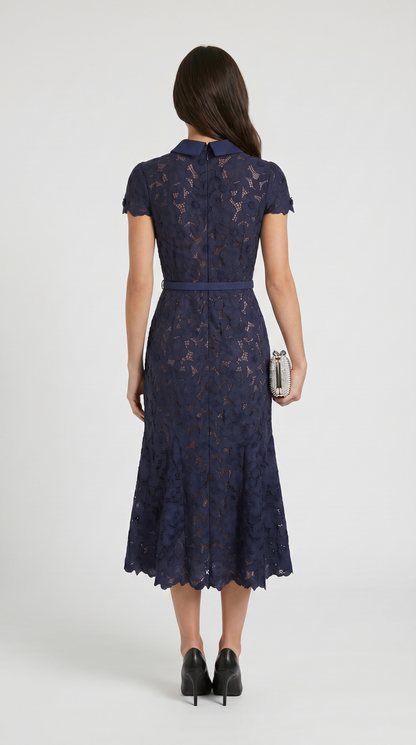 Dune - Belted Floral Lace Midi Dress