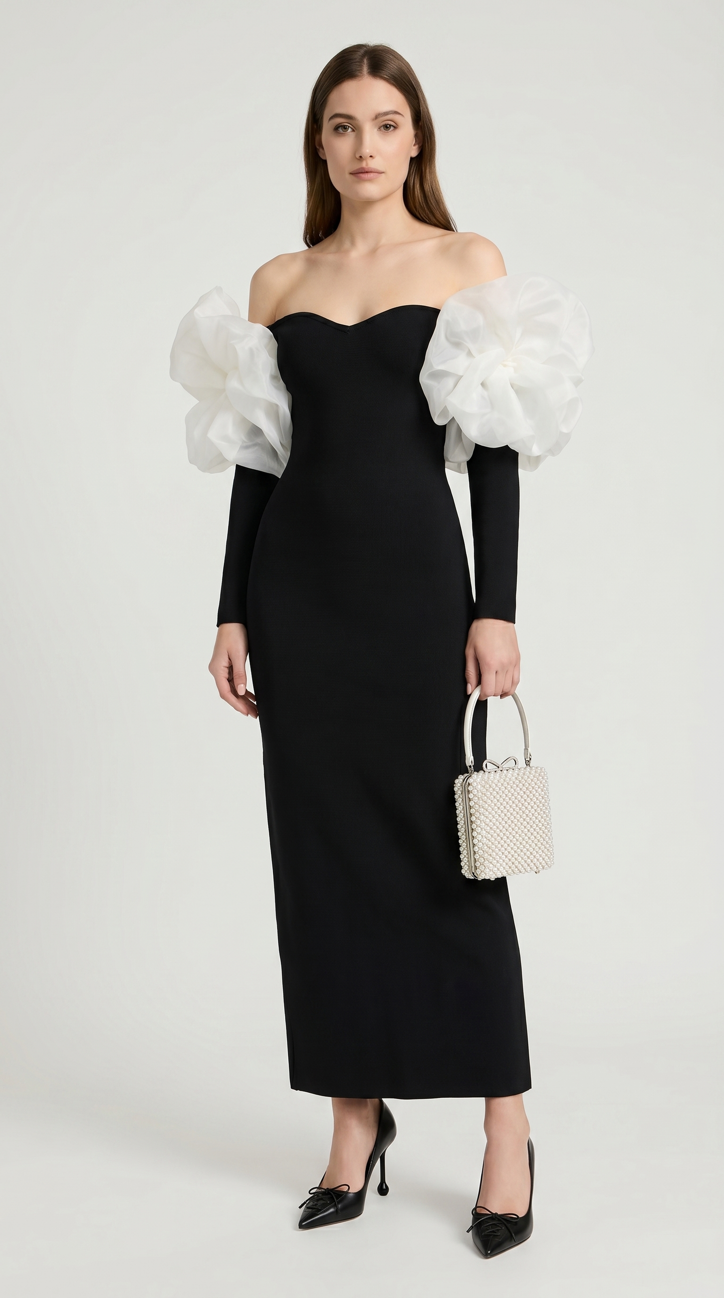 Druti - Puff-Sleeve Column Maxi Dress