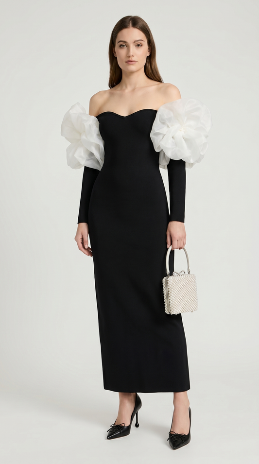 Druti - Puff-Sleeve Column Maxi Dress