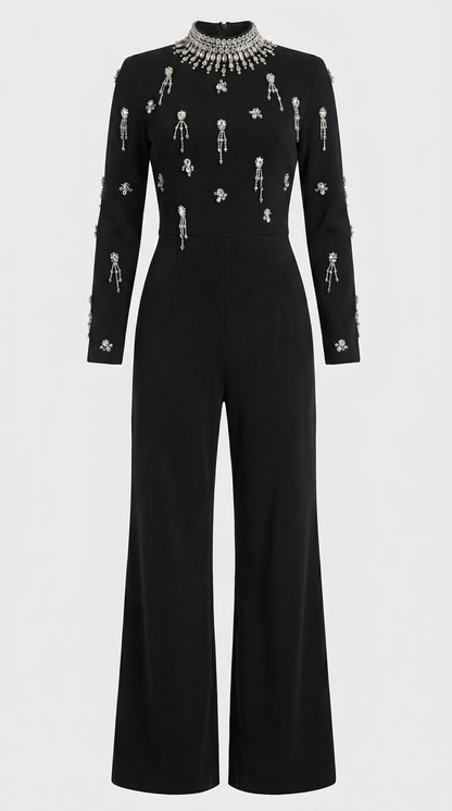 Zeri - Crystal-Embellished Wide-Leg Jumpsuit