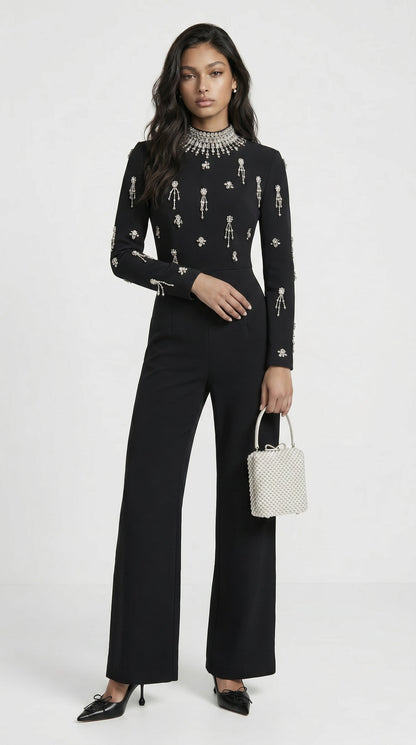 Zeri - Crystal-Embellished Wide-Leg Jumpsuit