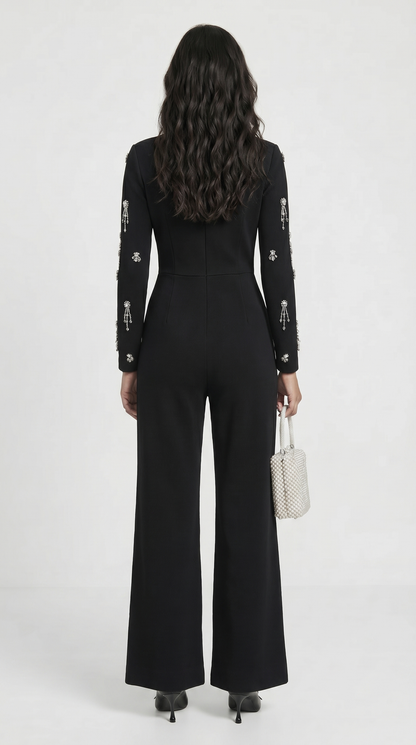 Zeri - Crystal-Embellished Wide-Leg Jumpsuit