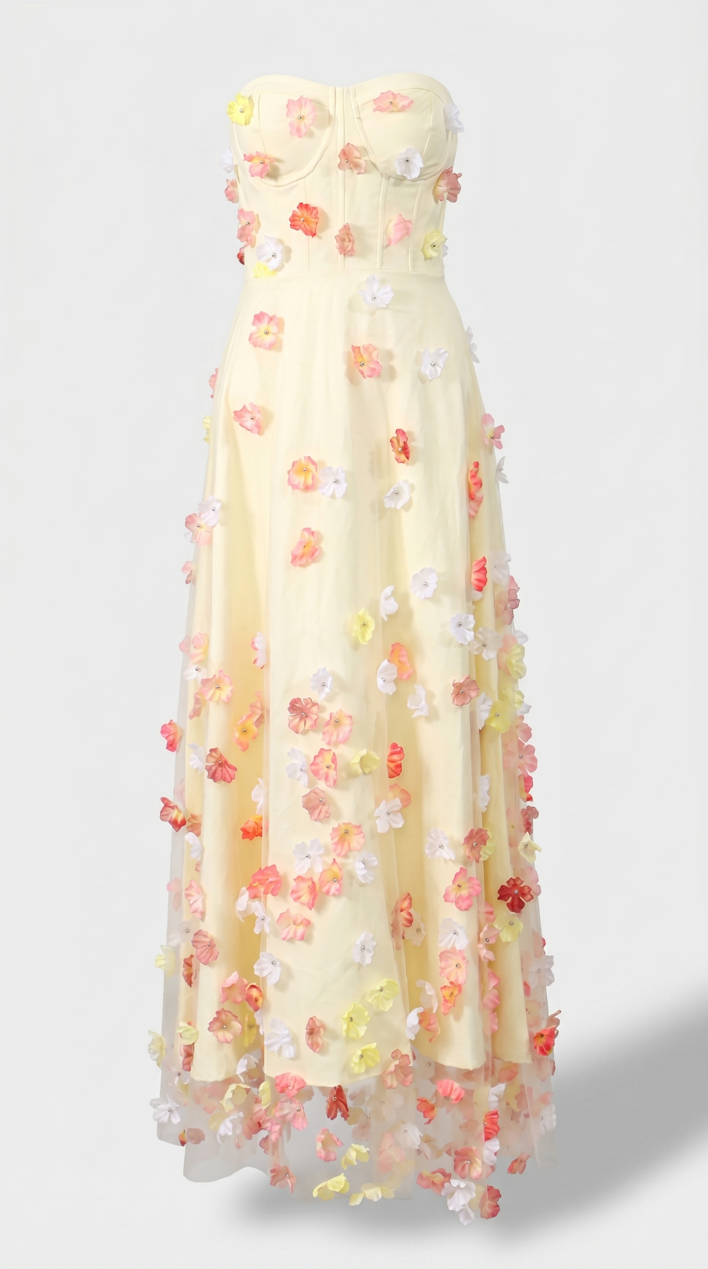 Zora - Strapless 3D Floral Tulle Maxi Gown