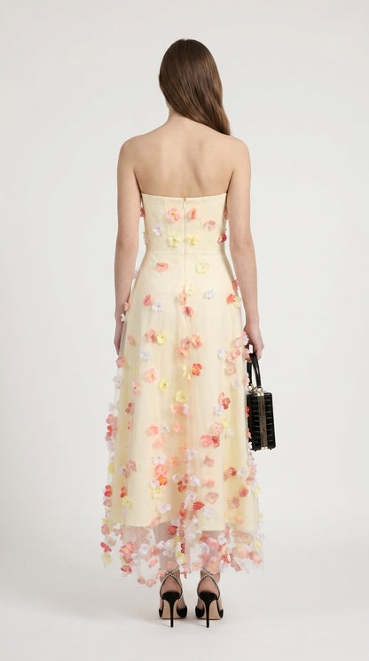 Zora - Strapless 3D Floral Tulle Maxi Gown