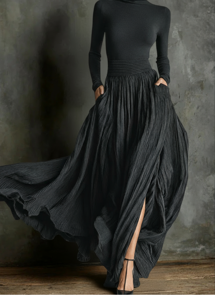 Eleonora | Elegante cappotto lungo plissettato
