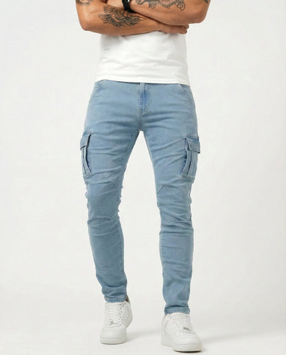 Pantaloni cargo elasticizzati blu