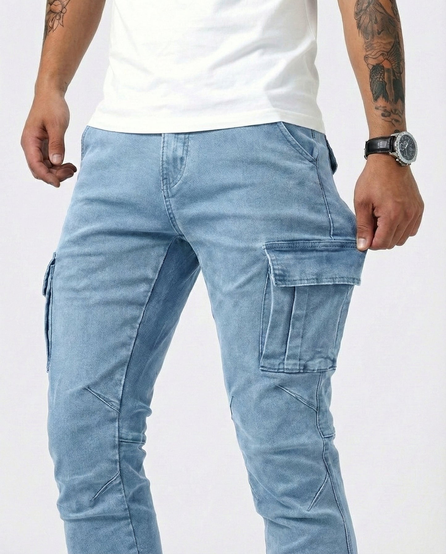 Pantaloni cargo elasticizzati blu