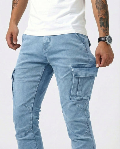 Pantaloni cargo elasticizzati blu