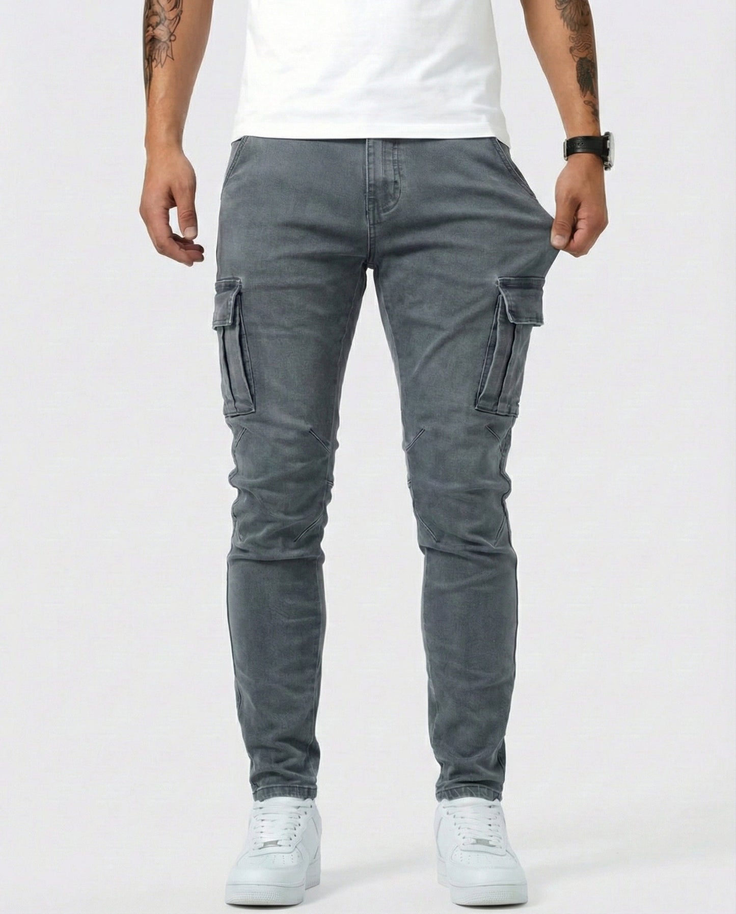 Pantaloni cargo elasticizzati grigi