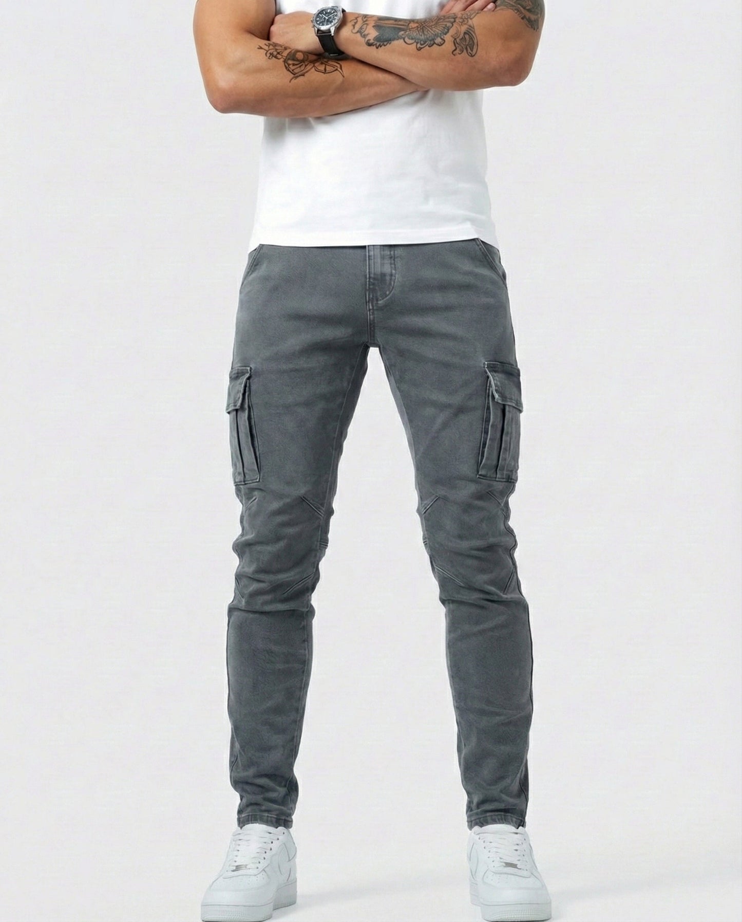 Pantaloni cargo elasticizzati grigi