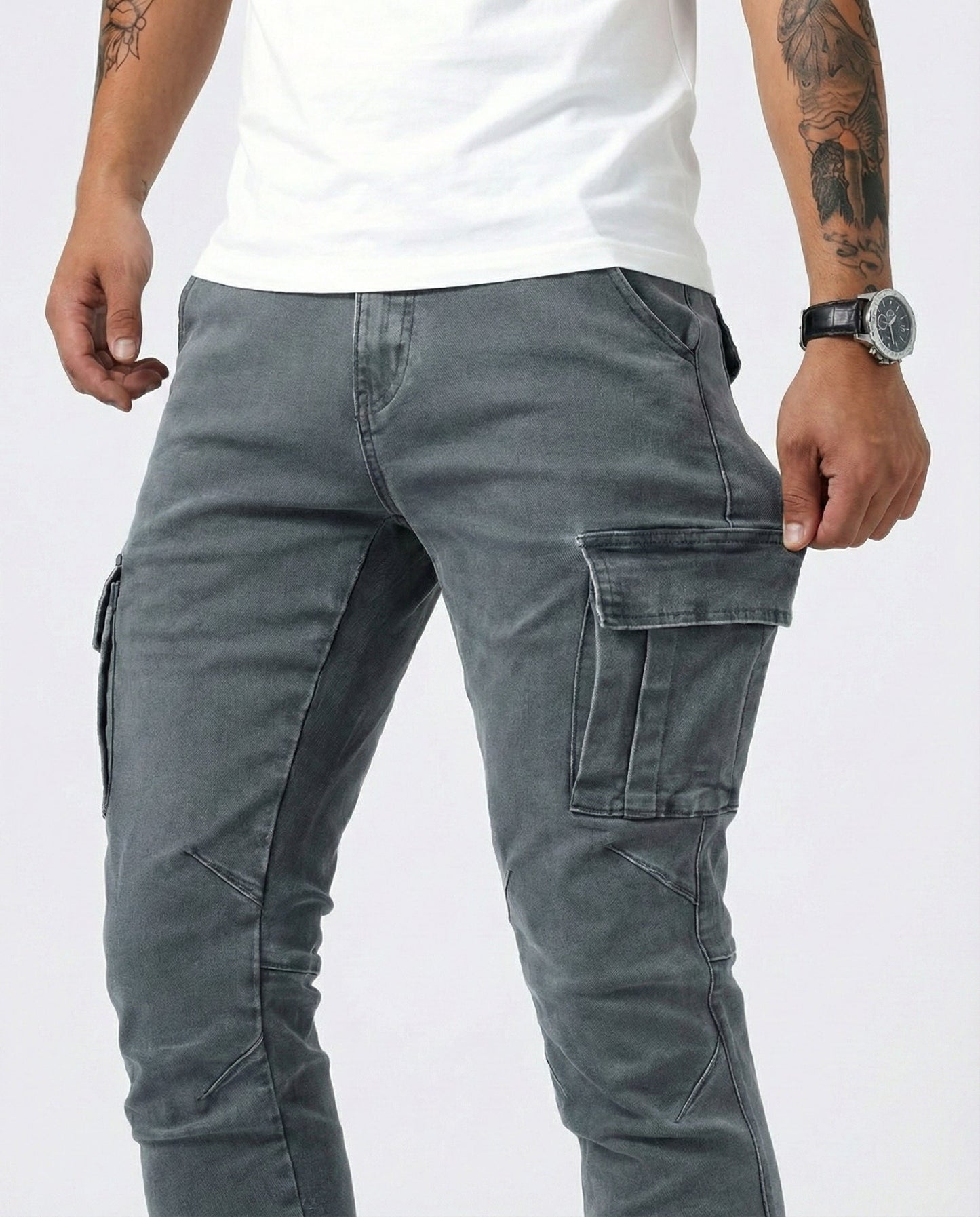 Pantaloni cargo elasticizzati grigi