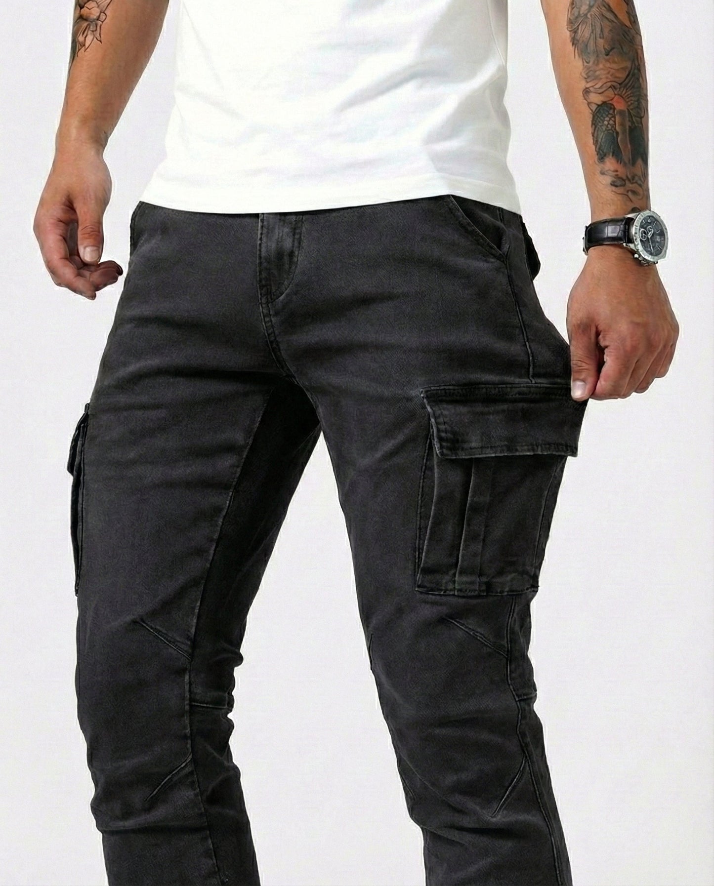 Pantaloni cargo elasticizzati neri