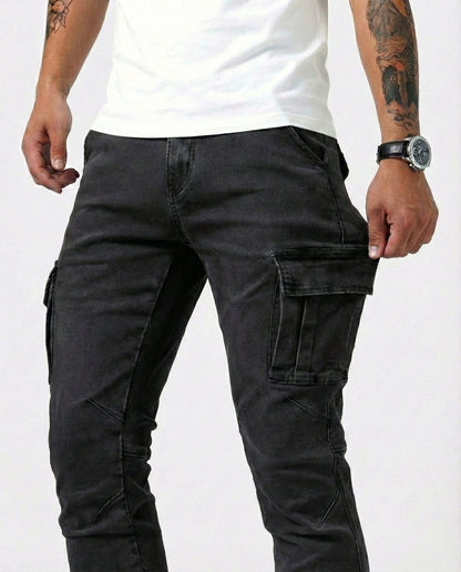 Pantaloni cargo elasticizzati neri